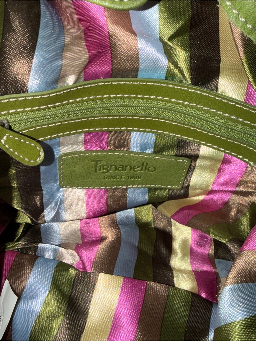 Tignanello Green Leather Shoulder Tote (EUC) - Picture 11 of 16